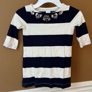 J. Crew Crewcuts Navy & White Kids Striped Embellished Dress Size 4 Nautical